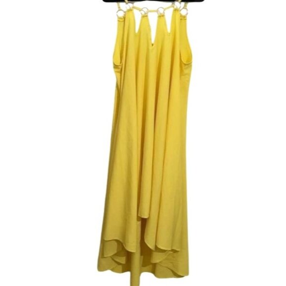 Yellow High-Low Sleeveless Dress With Ring Detail Size1XL - Picture 2 of 10